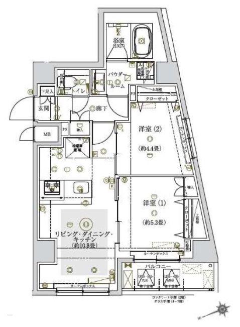 REALIZE町屋(2LDK/5階)の間取り写真
