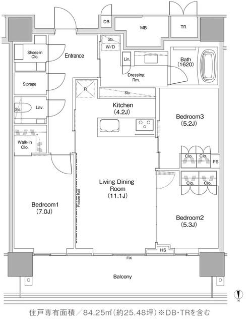 JIYUGAOKA MUSE SQUARE THE RESIDENCE(3LDK/10階)の間取り写真