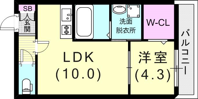 フォルモント須磨(1LDK/3階)の間取り写真