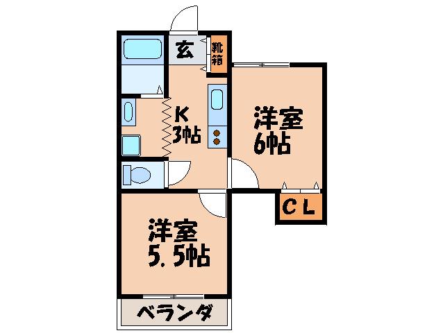 ネクサス91.A(2K/2階)の間取り写真