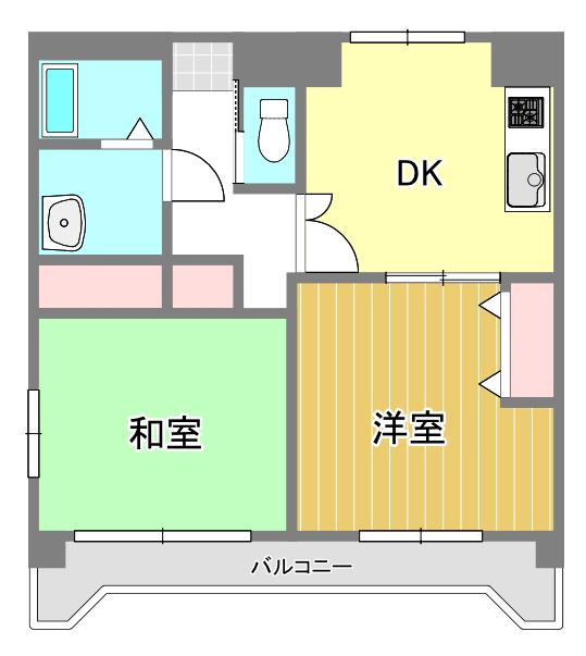 WILL落合(2DK/3階)の間取り写真