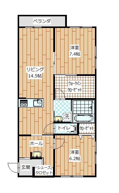 インフィニティ天童(2LDK/1階)の間取り写真