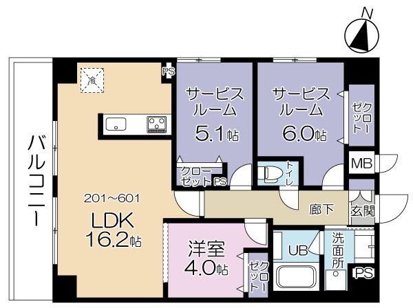 コンフォートスクエア川崎(3LDK/6階)の間取り写真