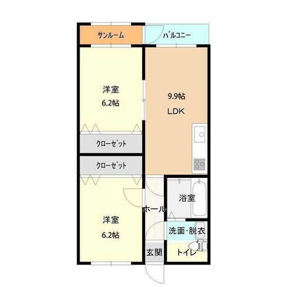 ヴィンテージ(2LDK/4階)の間取り写真