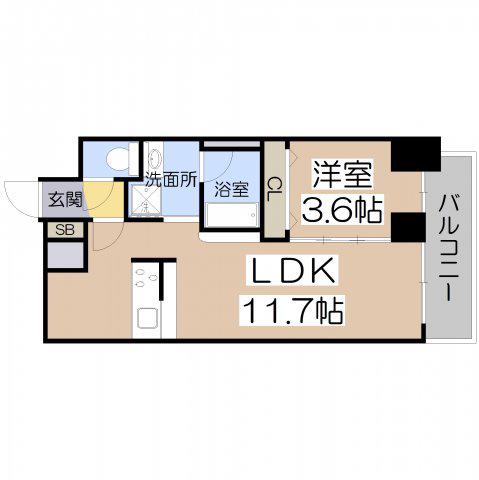 DOUBLE NINE RESIDENCE TENNOJIMINAMI(1LDK/10階)の間取り写真