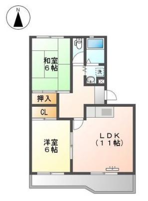 コーポ真宮(2LDK/2階)の間取り写真