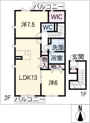 サンクォーレ(2LDK/2階)の間取り写真