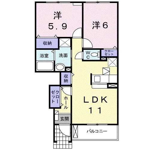 パルティール(2LDK/1階)の間取り写真