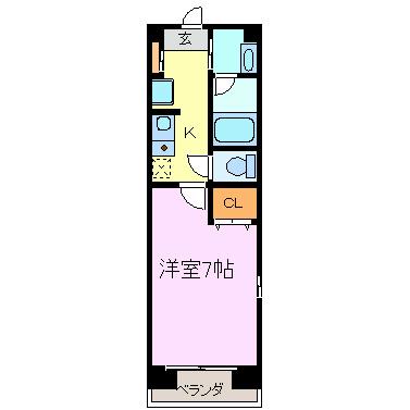 ラフィネ多屋II(1K/2階)の間取り写真