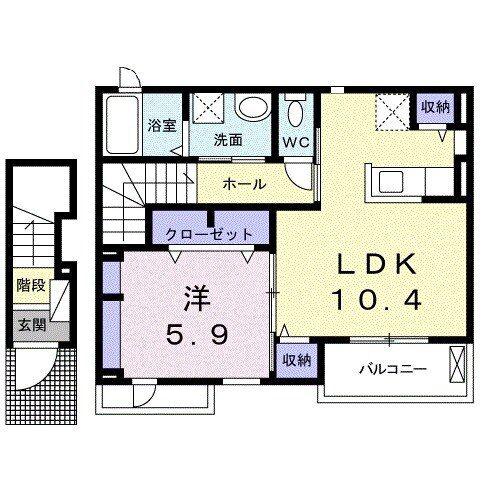 プランドール(1LDK/2階)の間取り写真