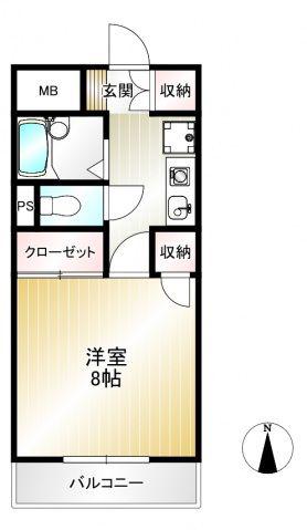 ハイシティー堀南(1K/2階)の間取り写真