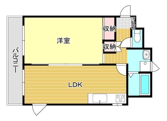 ライラック薬院(1LDK/3階)の間取り写真