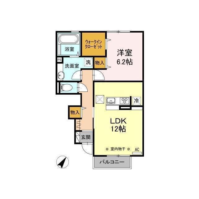 D-ROOM メゾンベルフォーレ(1LDK/1階)の間取り写真