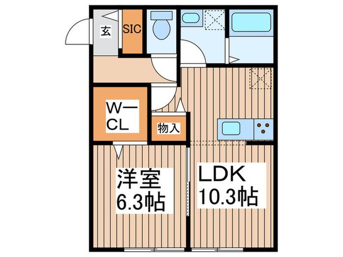 MULBERRY(1LDK/1階)の間取り写真