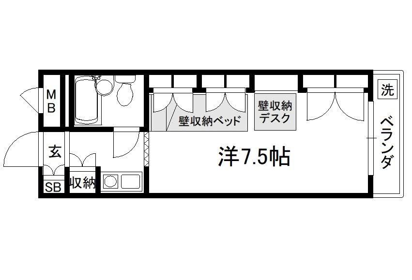 セレーネ田辺III-A(ワンルーム/2階)の間取り写真