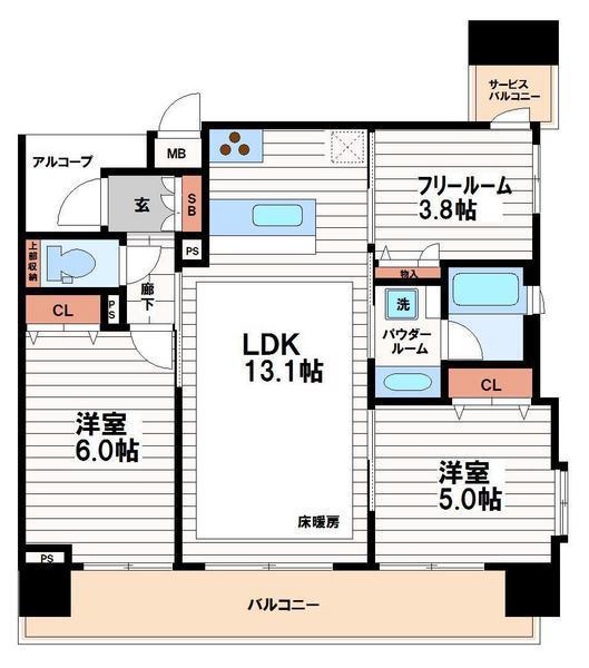 クリスタルエグゼ心斎橋(2SLDK/12階)の間取り写真
