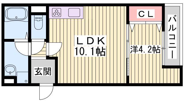 ウィングス垂水(1LDK/2階)の間取り写真