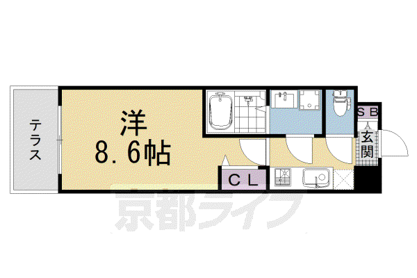 CREST TAPP 京都太秦天神川 DEX II(1K/1階)の間取り写真
