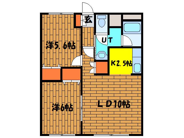 ピュアパレス川原(2LDK/3階)の間取り写真