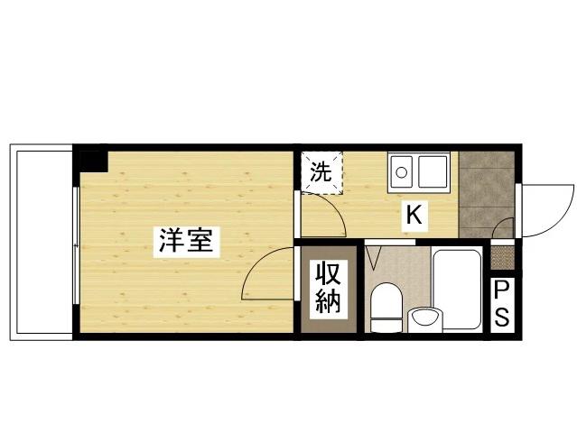 リバティ丸之内(1K/2階)の間取り写真