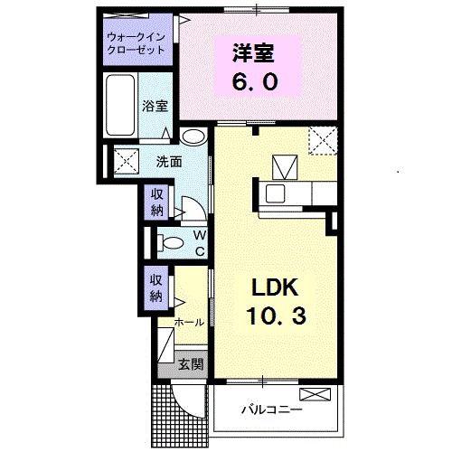 ラネ・ド・シアンB(1LDK/1階)の間取り写真