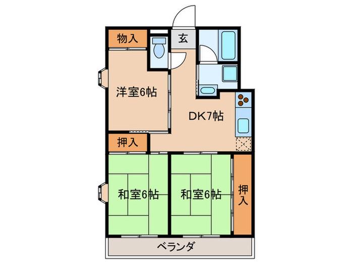 夢ハウス(3DK/4階)の間取り写真