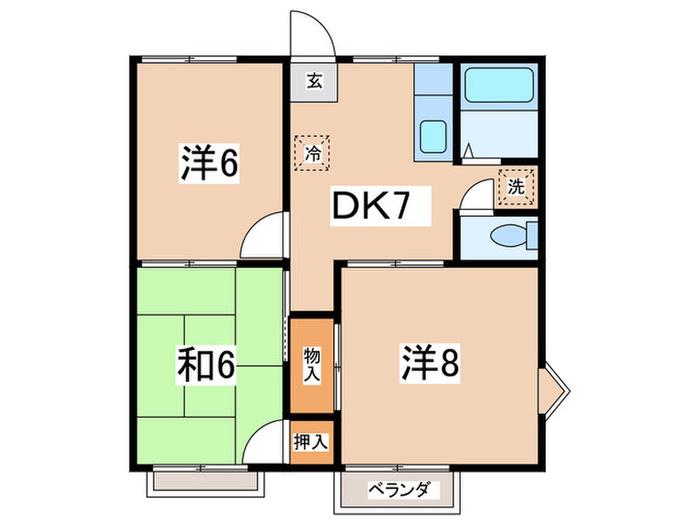ベルゾーネ志村(3DK/1階)の間取り写真