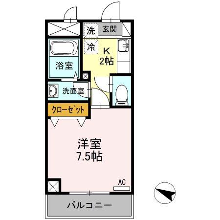 リブイル(1K/4階)の間取り写真