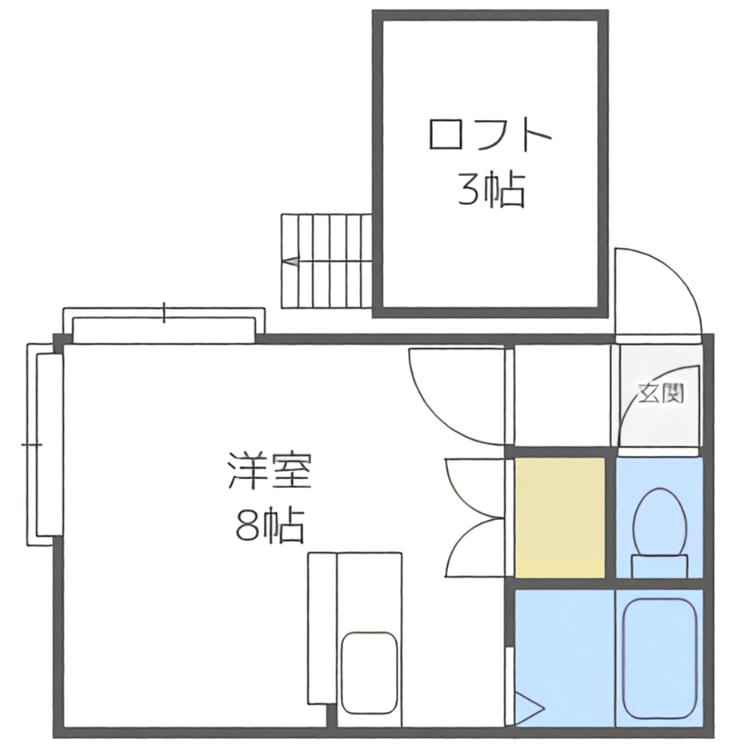 アリエル水車町(1DK/2階)の間取り写真