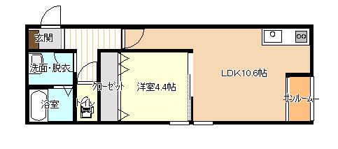 シュエットブラン万代(1LDK/1階)の間取り写真