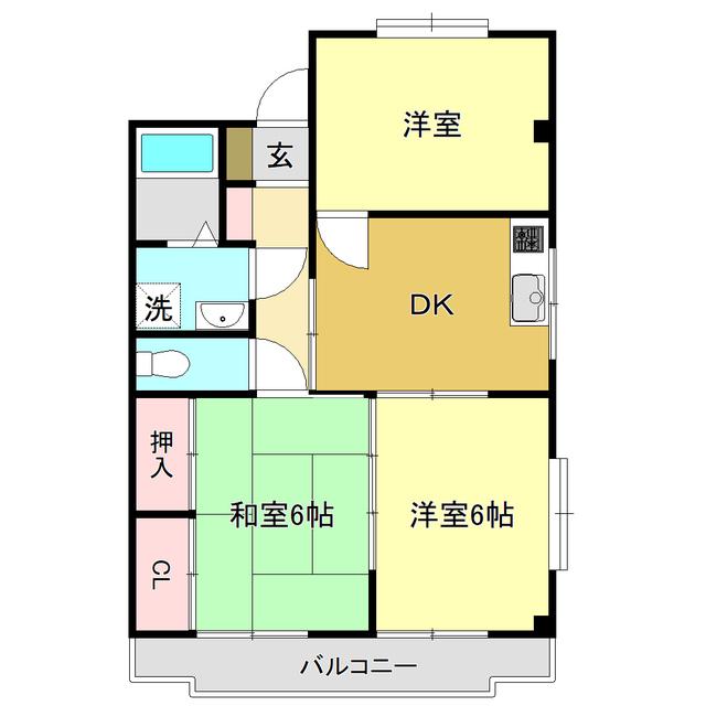 あざみのスクエア(3DK/2階)の間取り写真