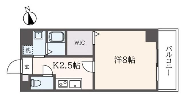ベルフィーノ府中(1K/2階)の間取り写真
