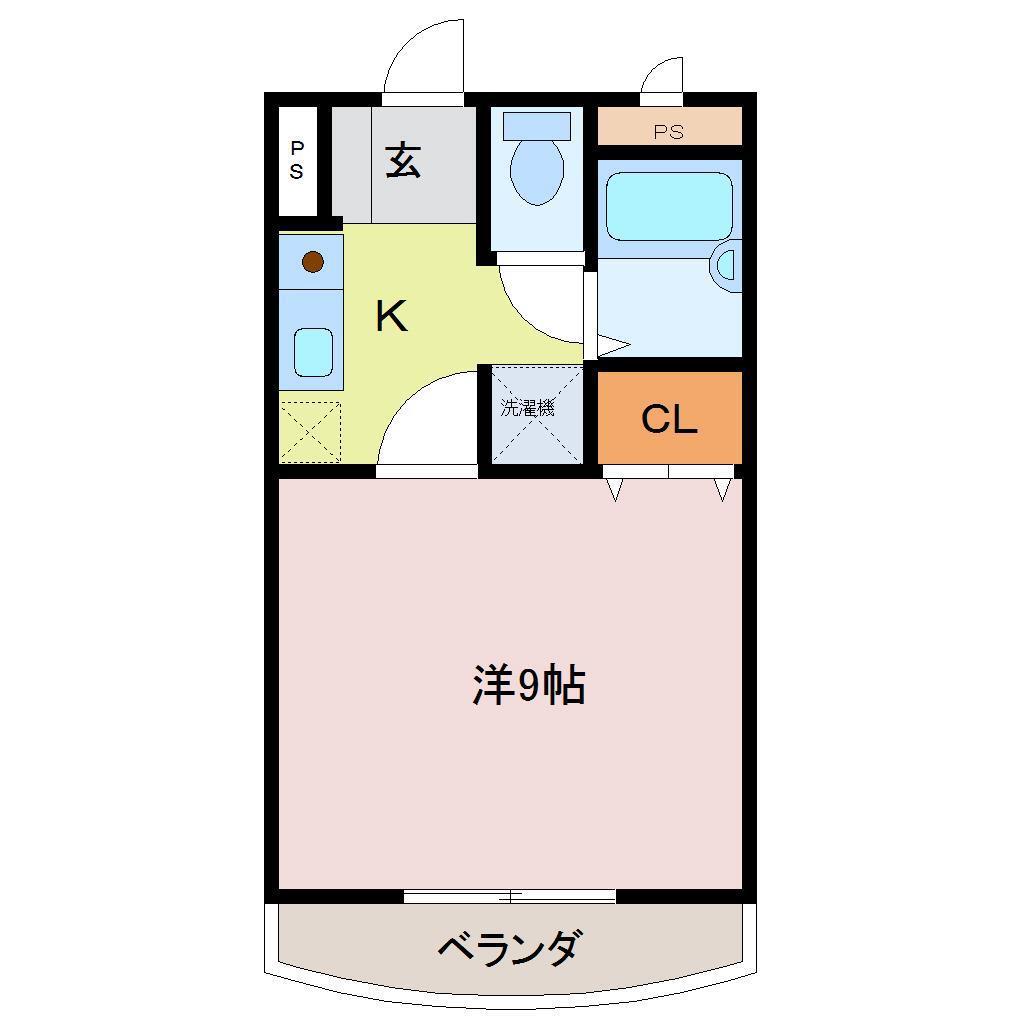 ハピネス赤熊(1K/1階)の間取り写真