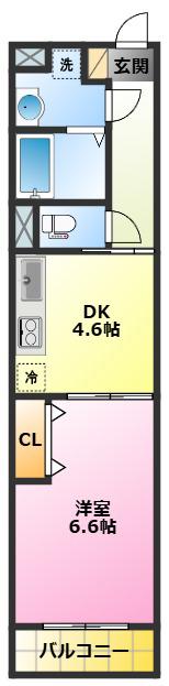 スカイコートソレア新丸子(1DK/1階)の間取り写真