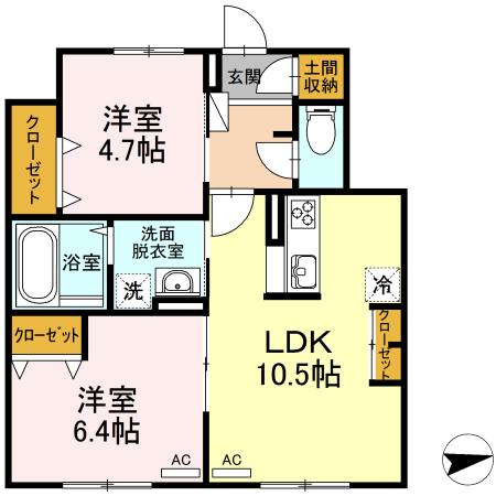 HERCULE(2LDK/1階)の間取り写真