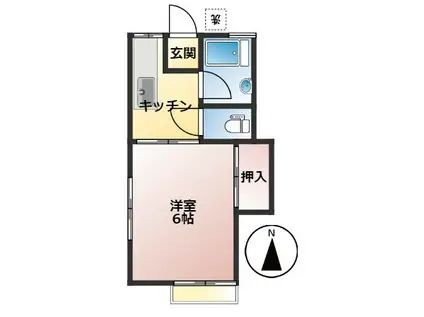 ヴァイスハイム・タカノ(1K/1階)の間取り写真