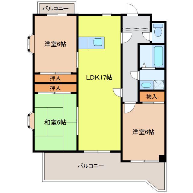 ジュネスSANOH(3LDK/3階)の間取り写真
