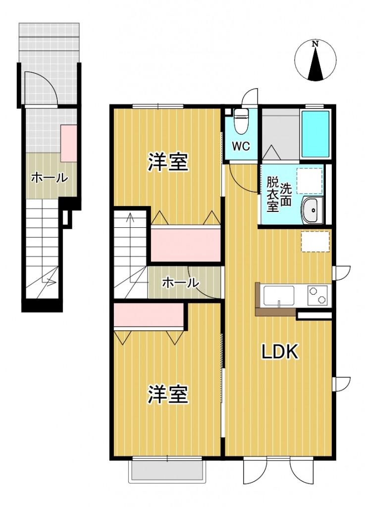 グランドソレーユ(2LDK/2階)の間取り写真
