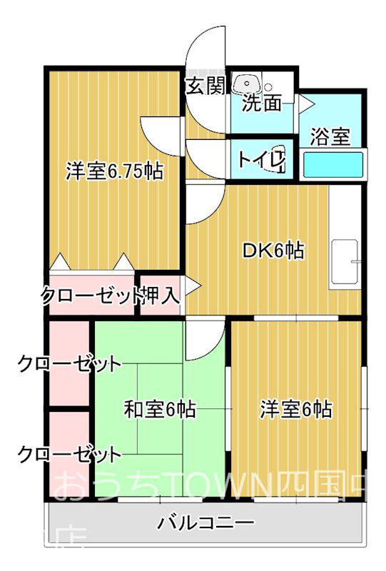 石川勉マンション(3DK/3階)の間取り写真