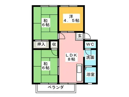 サンライズ服部 C棟(3DK/1階)の間取り写真