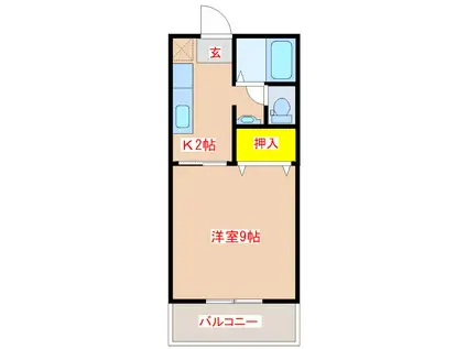 コーポ奈良I(1K/1階)の間取り写真