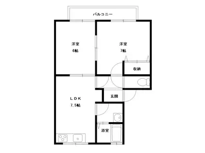 グレスサンコート(2DK/2階)の間取り写真