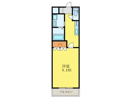 パークヒルズ庄町(1K/6階)の間取り写真