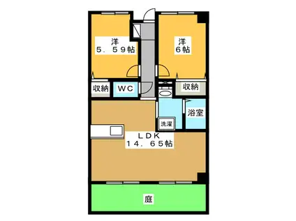 ベルウッドマンション(2LDK/1階)の間取り写真