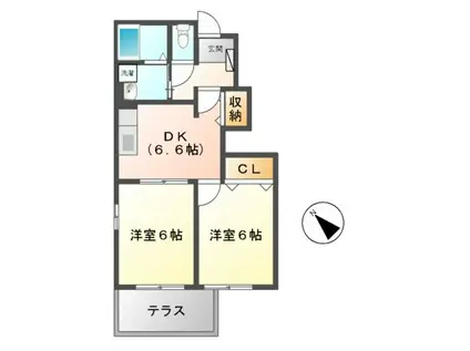 パシオン(2DK/1階)の間取り写真