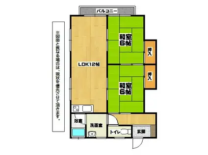 コーポ円(2LDK/2階)の間取り写真