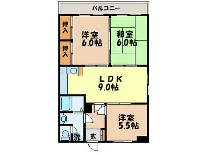 アールグレイマンション岩屋(3LDK/5階)の間取り写真