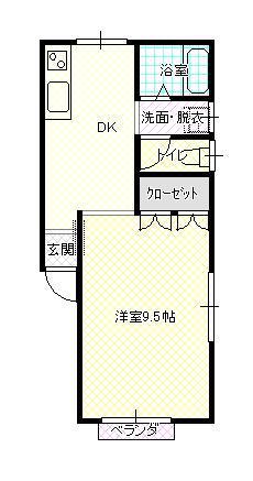 ハイツグリンデル(1DK/1階)の間取り写真