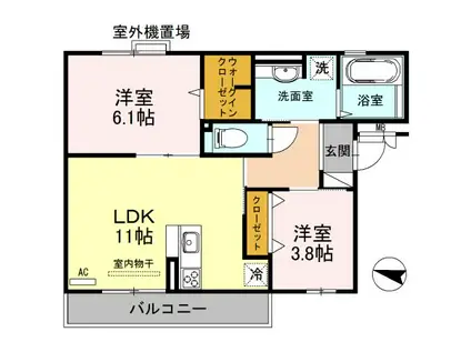 エクセレント曙川東I(2LDK/3階)の間取り写真