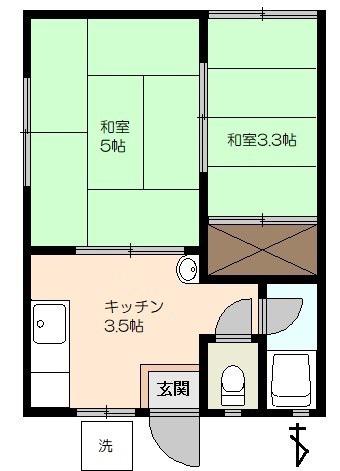 ハイツポニー(2K/2階)の間取り写真
